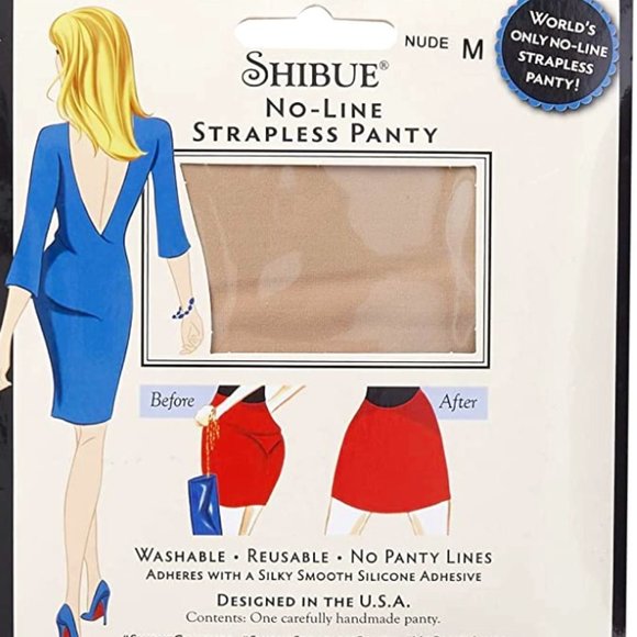 SHIBUE STRAPLESS WASHABLE REUSABLE SELF ADHESIVE PANTIES NO PANTY LINES NUDE - Picture 2 of 6